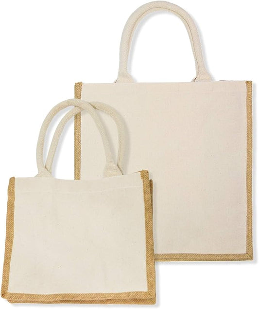 Organic Canvas & Jute Tote Bag Set