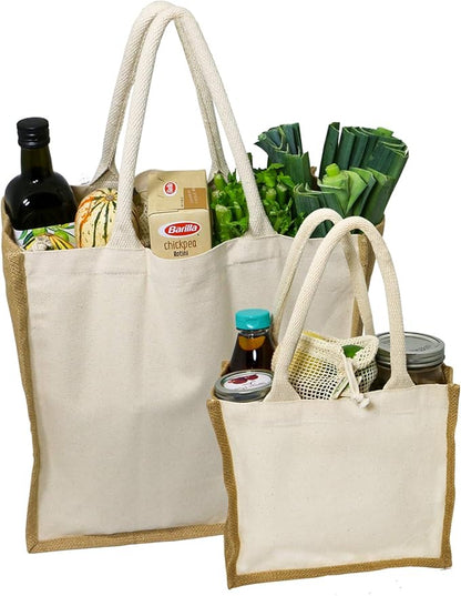 Organic Canvas & Jute Tote Bag Set