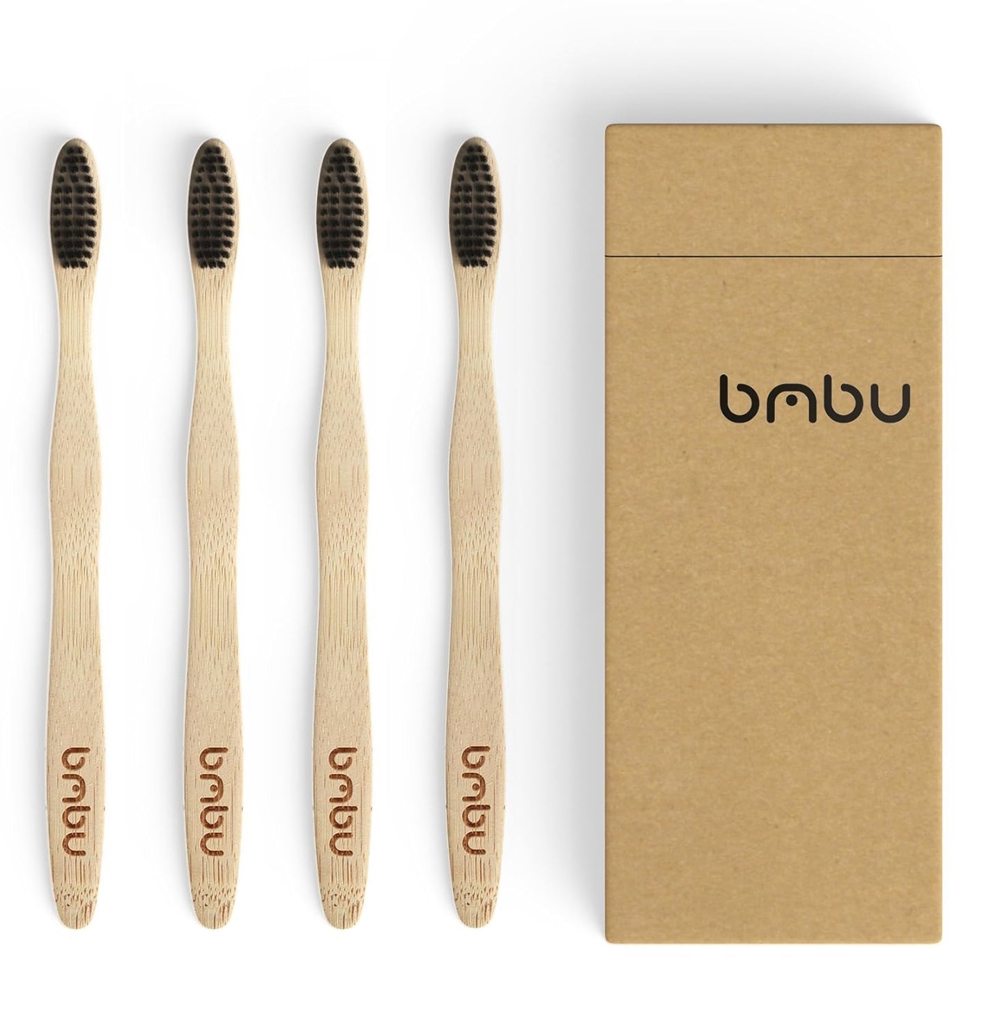 bmbu Bamboo Toothbrush 4-Pack Charcoal Bristles