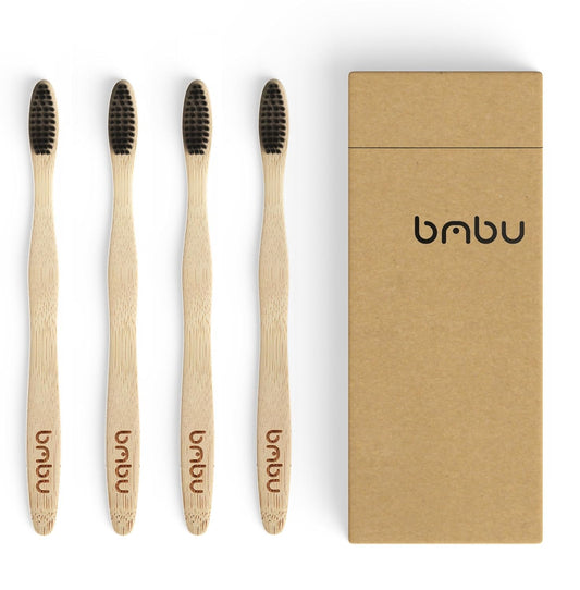 bmbu Bamboo Toothbrush 4-Pack Charcoal Bristles
