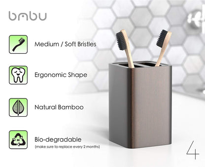 bmbu Bamboo Toothbrush 4-Pack Charcoal Bristles
