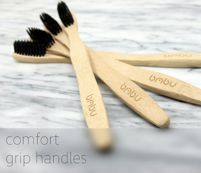 bmbu Bamboo Toothbrush 4-Pack Charcoal Bristles