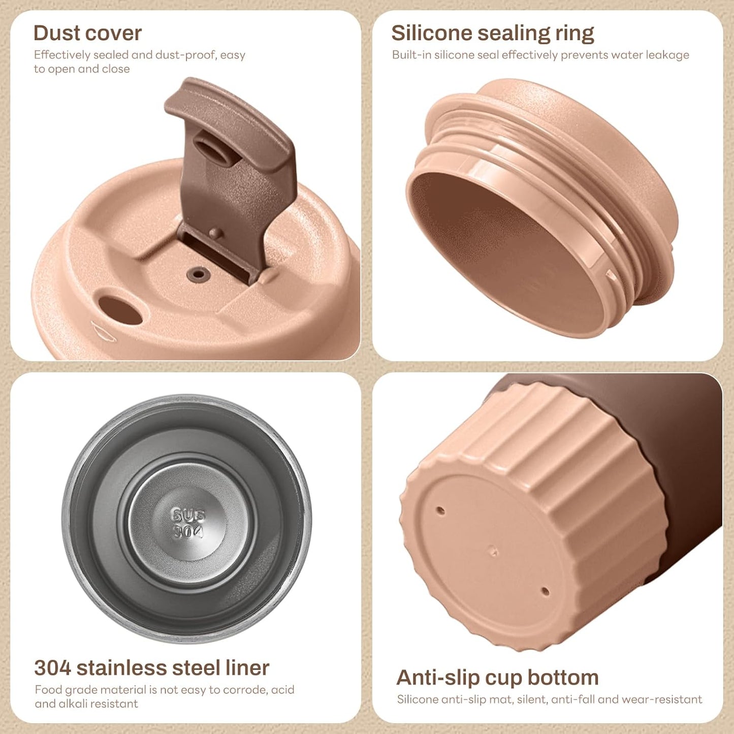 Stainless Steel Coffee Tumbler 12oz (Brown)