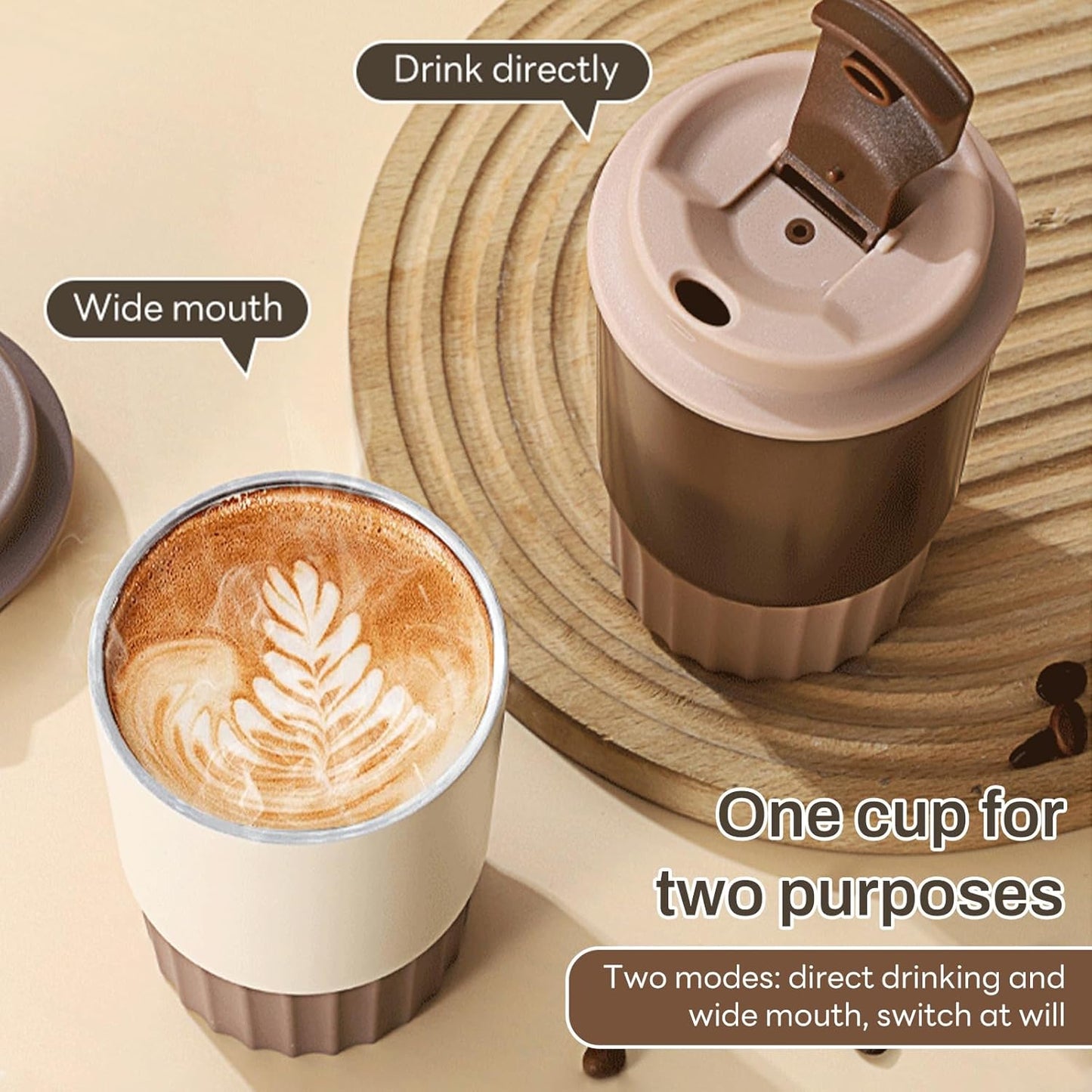 Stainless Steel Coffee Tumbler 12oz (Brown)