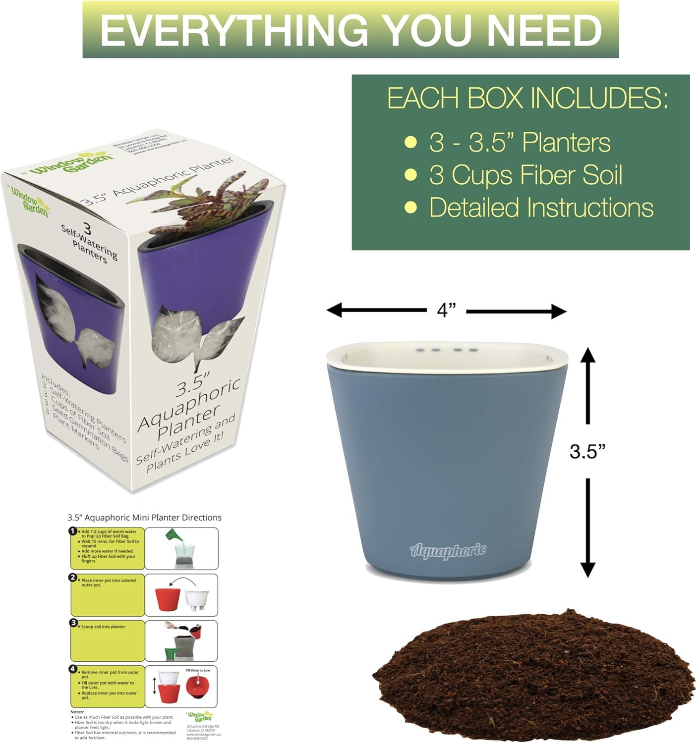 Aquaphoric Self-Watering Mini Planter Pots 3 Pack