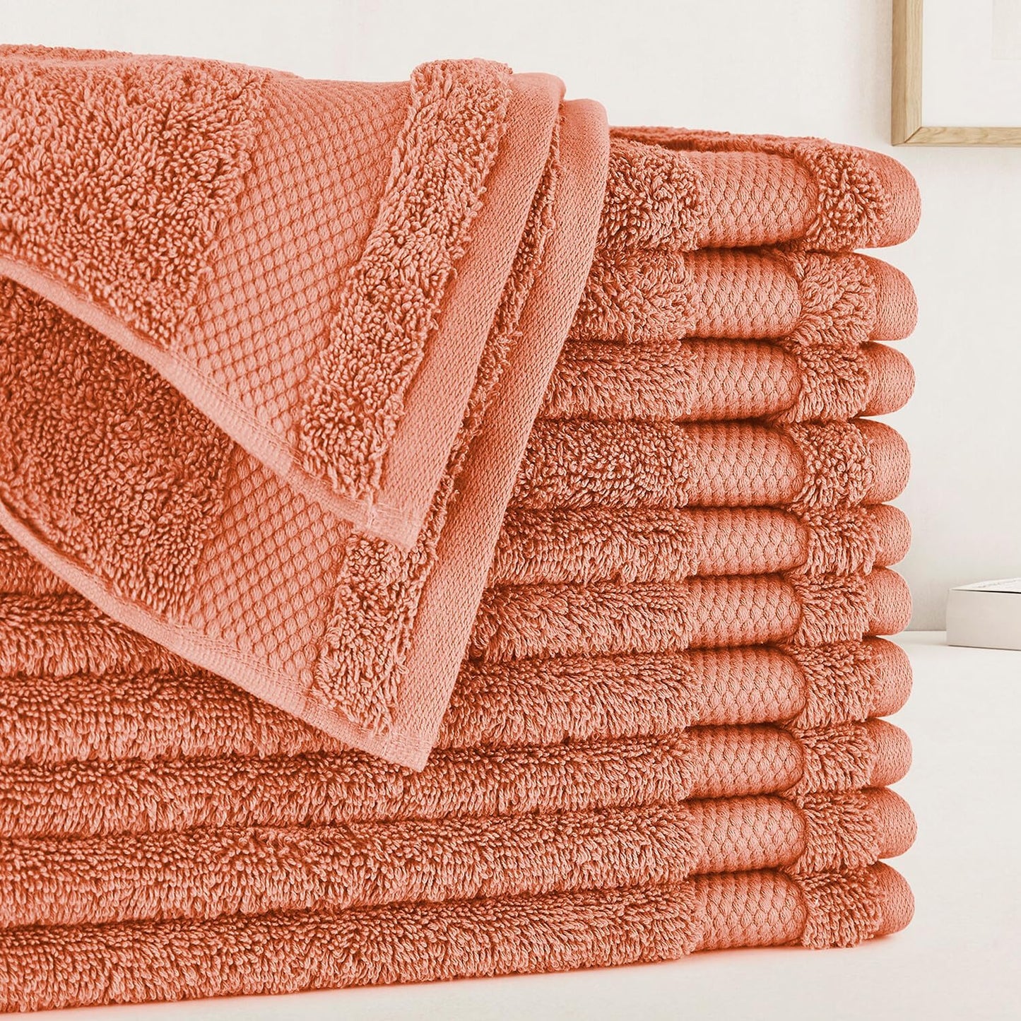Organic Cotton Washcloths 12 Pack (Burnt Orange)