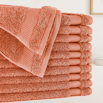 Organic Cotton Washcloths 12 Pack (Burnt Orange)