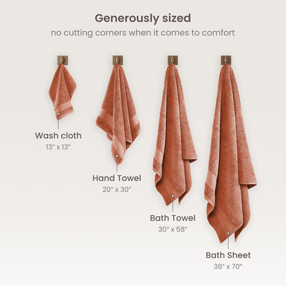 Organic Cotton Washcloths 12 Pack (Burnt Orange)