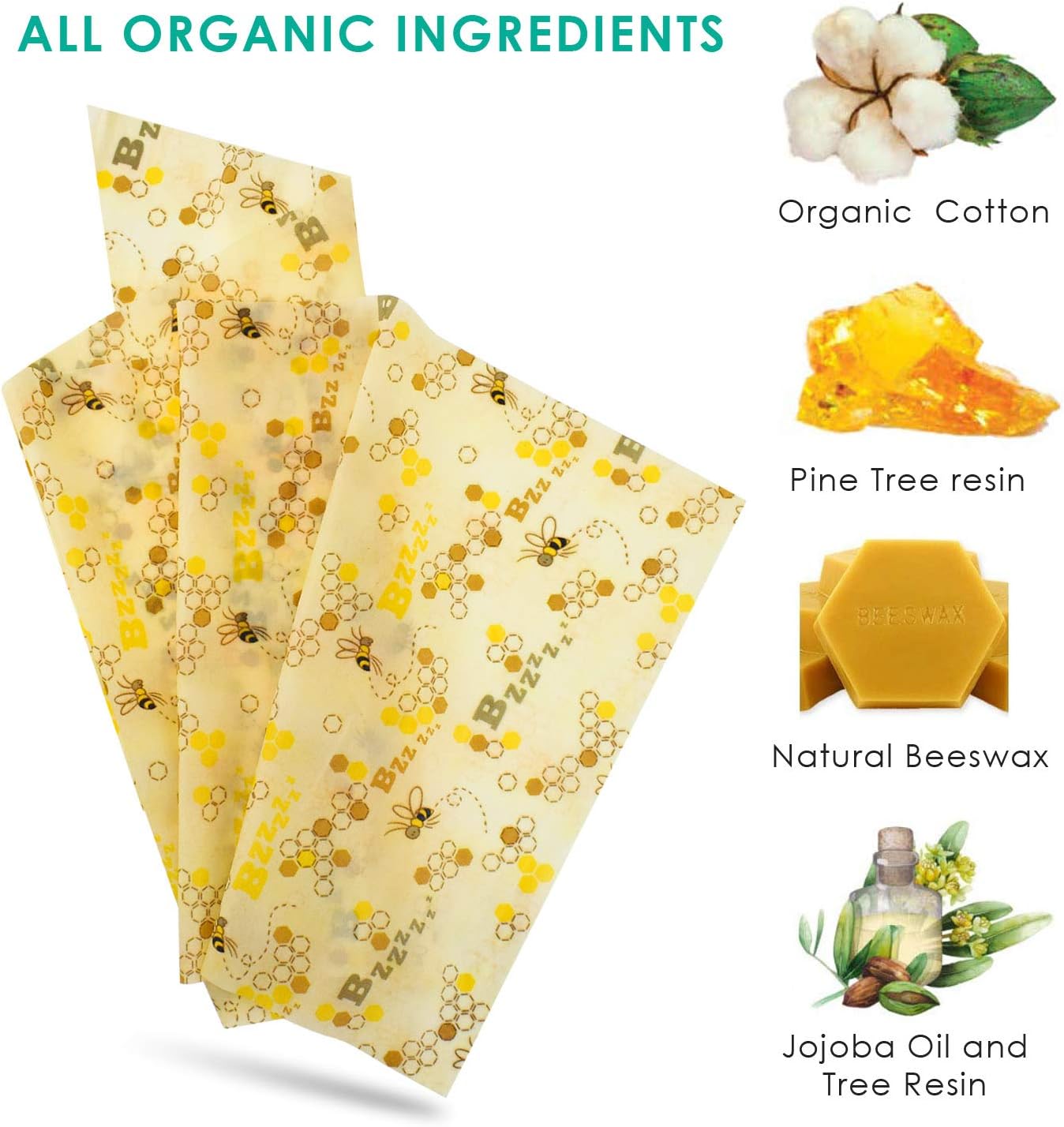 Beeswax Food Wrap Roll Bee Pattern