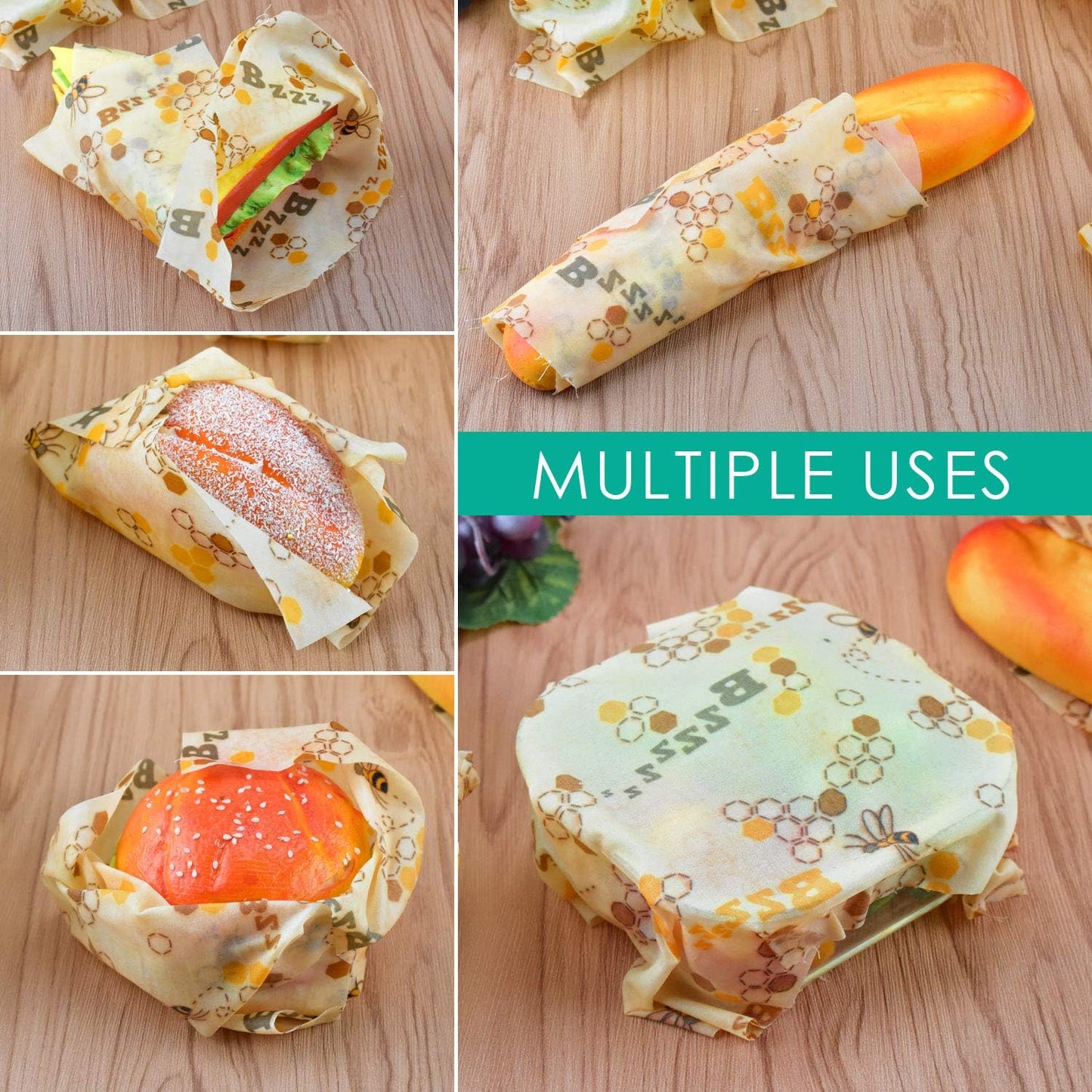 Beeswax Food Wrap Roll Bee Pattern