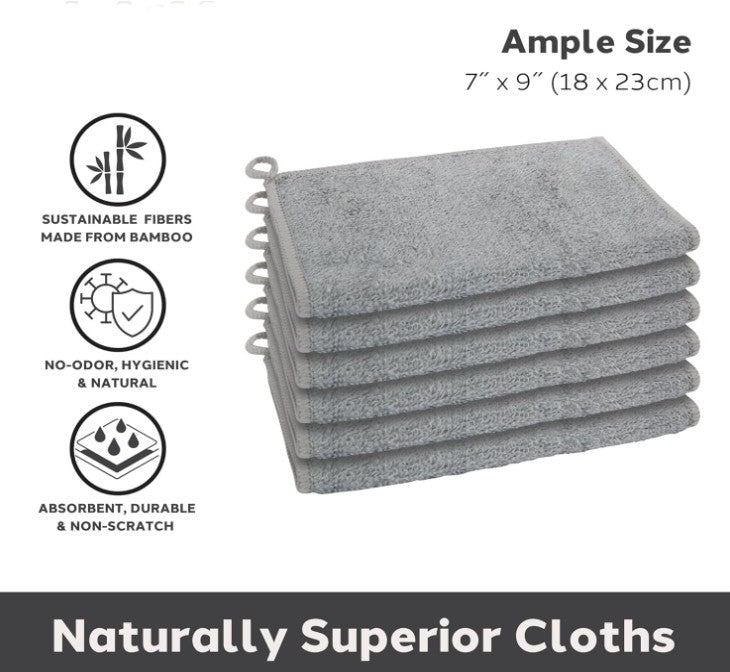 Bamboo Kitchen Washcloths 6 Pack
